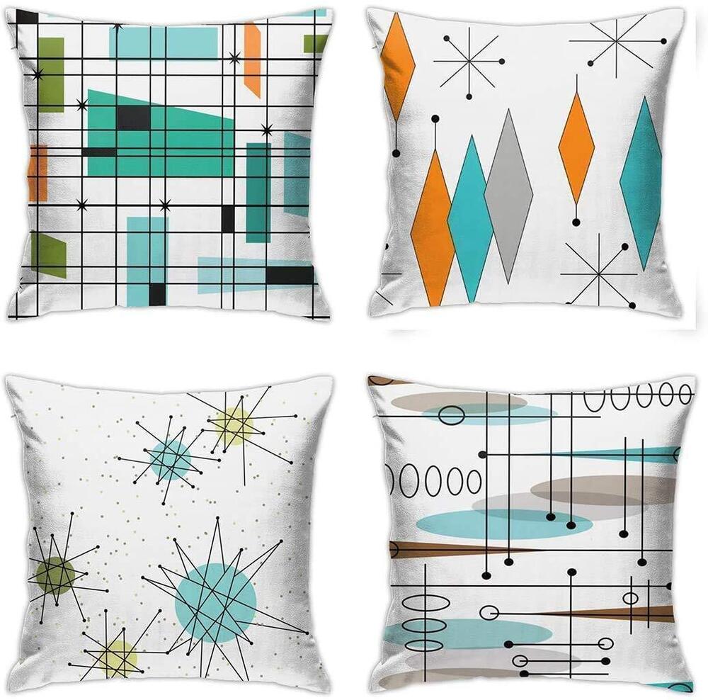 8148 Mid-Century Modern Throw Pillows Abstract Retro Pillow Covers 20x20